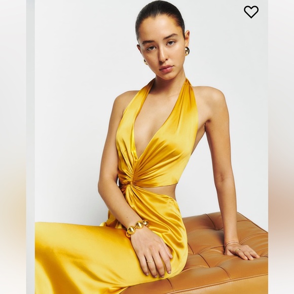 Reformation Nerida silk dress turmeric - Picture 8 of 12